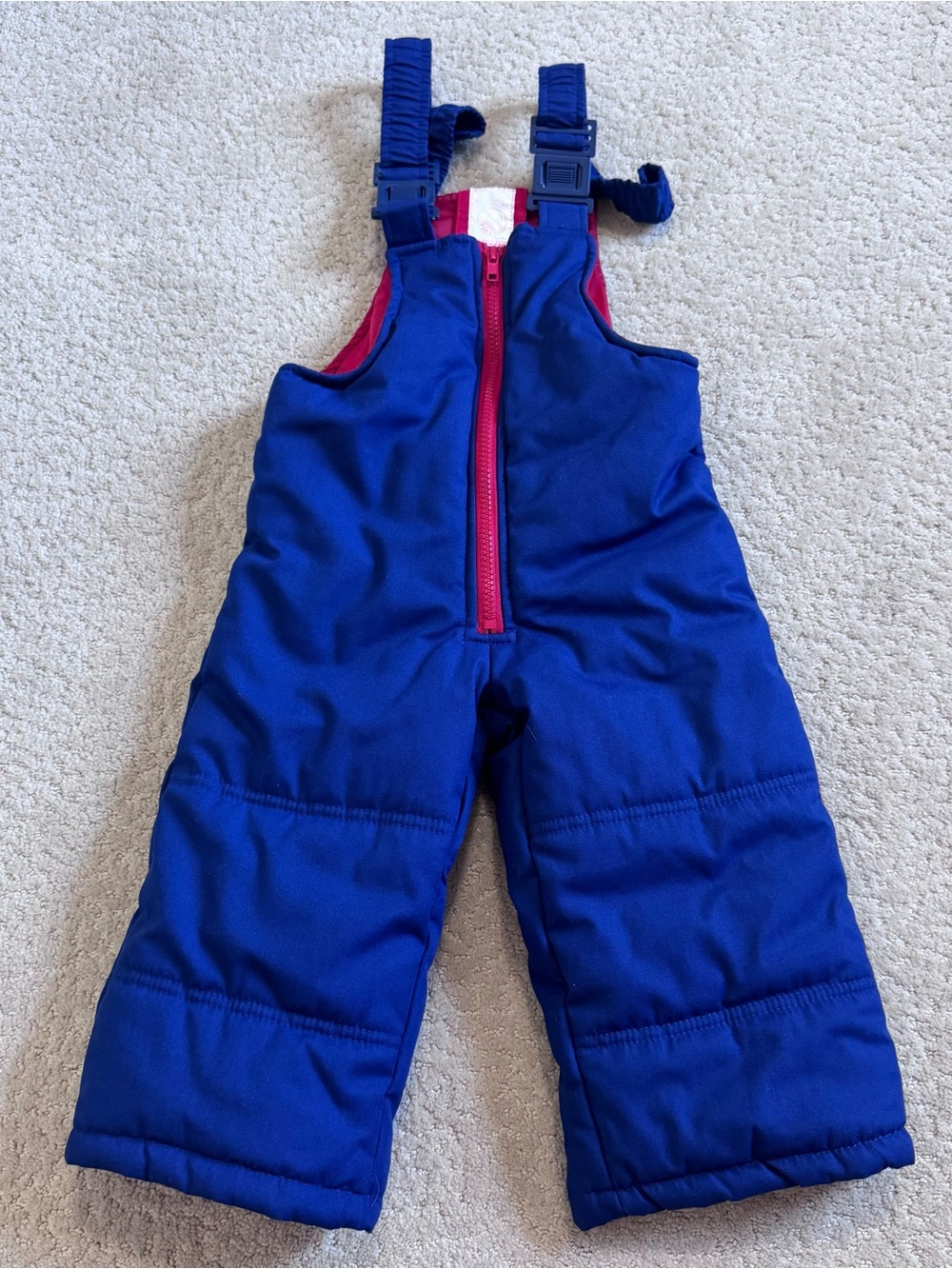 Vintage Winnie The Pooh Snow Bib Overalls Snow Pants Toddler 2T Blue Red